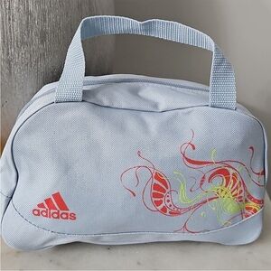 Adidas Light Blue Travel Bag with Orange and Yellow Accents
